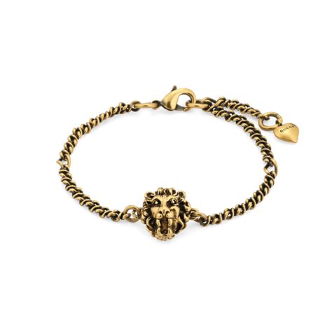 gucci green and red bracelet|Gucci lion head bracelet.